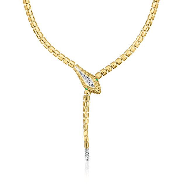 Ross-Simons Diamond Snake Y-Necklace With Emerald Eyes Silver 2