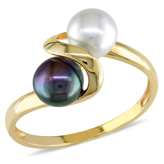 Mimi & Max Pearl Ring White and Black US 7 2