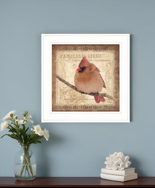 Hivvago Female Cardinal 1 Framed Print Wall Art White 2