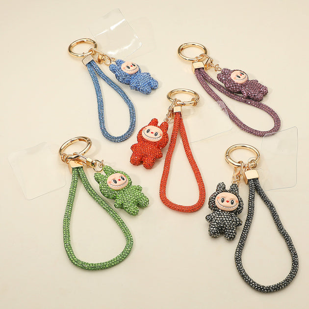 FASHNZFAB Monster Bunny Figure Phone Strap Keychain Silver One Size 6