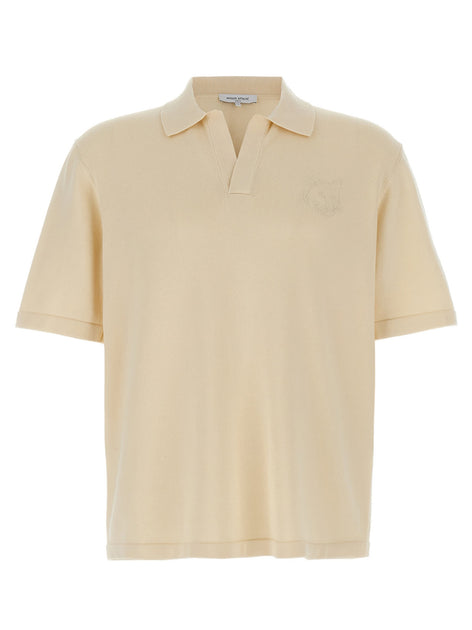Maison Kitsune Bold Fox Head Polo Shirt Beige Small 2