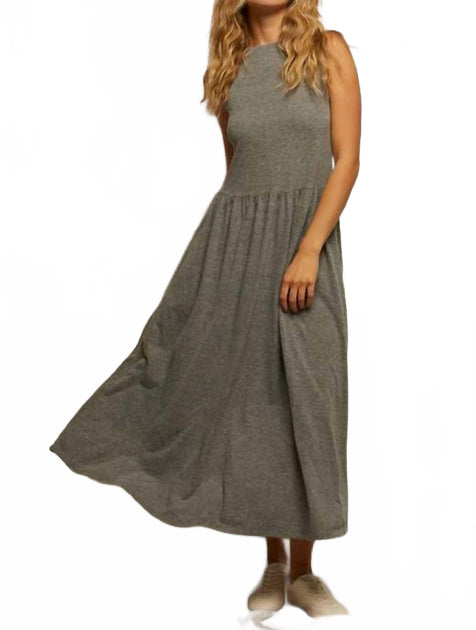 PERFECTWHITETEE Eva Slub Jersey Maxi Dress Grey Medium 2