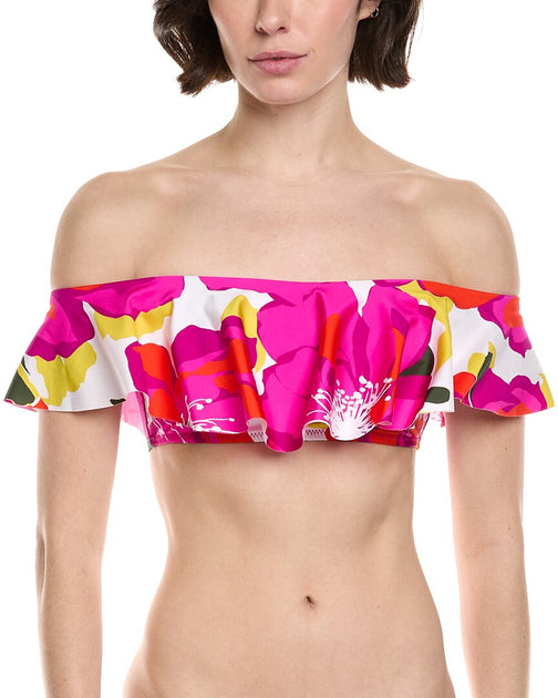 Trina Turk Bloom Ruffle Bandeau Top Multi US 12 2
