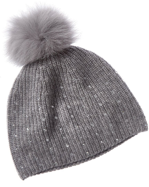 Forte Cashmere Crystal Rib Hat Grey One Size 2