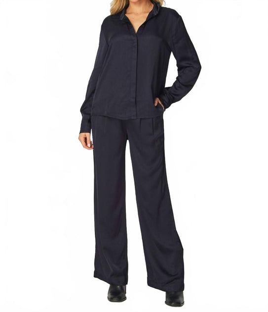Bella Dahl Pleated Wide Leg Trouser Blue 25 2