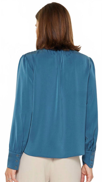 Current Air Asymmetrical Front Button Blouse Blue Small 4