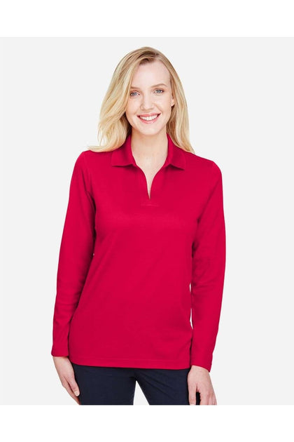 Devon & Jones CrownLux Performance Plaited Long Sleeve Polo Pink XLarge 4