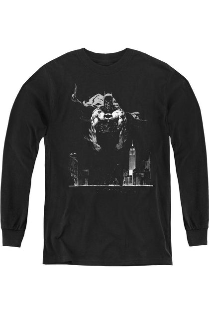 Gildan Batman Dirty City Youth Long Sleeve Tee Black XLarge 2