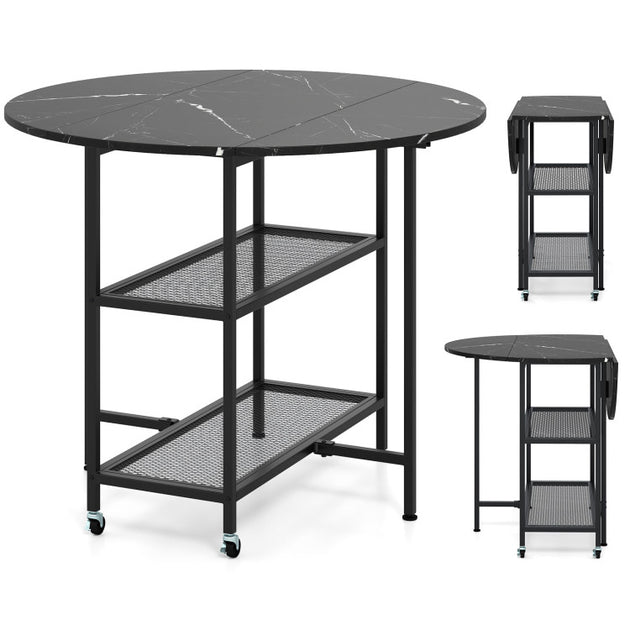 Hivvago Folding Round Dining Table White 5