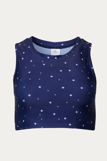 Salt Gypsy Betty Crop Swim Top Blue Medium 3