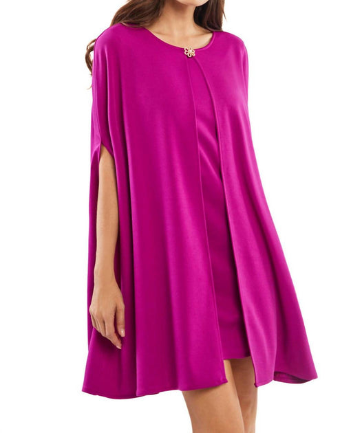 Adore Fluid Cape Overlay Dress Pink Small 2