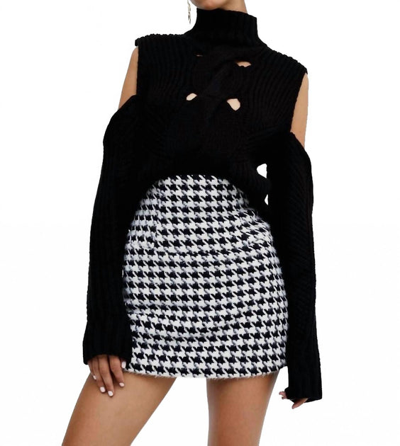 For Love & Lemons Keke Turtleneck Top Black Small 2