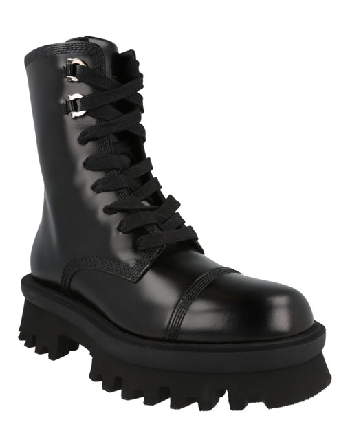 Salvatore Ferragamo Kira Leather Combat Boots Black US 10 3