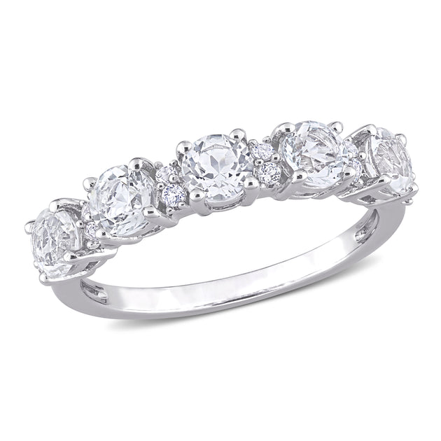Mimi & Max Semi Eternity Ring White Topaz Silver US 9 2