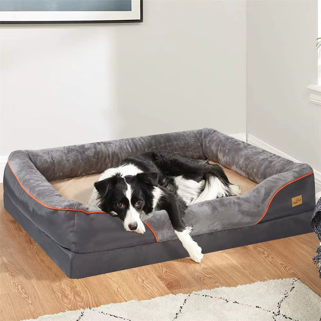 BORWART Extra Large Orthopedic Memory Foam Dog Bed Grey 3