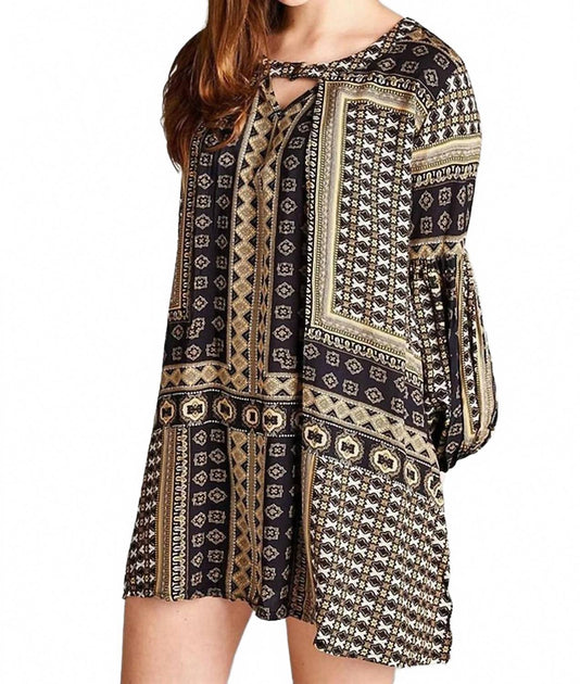 Velzera Bohemian Keyhole Mini Dress Brown Medium 3