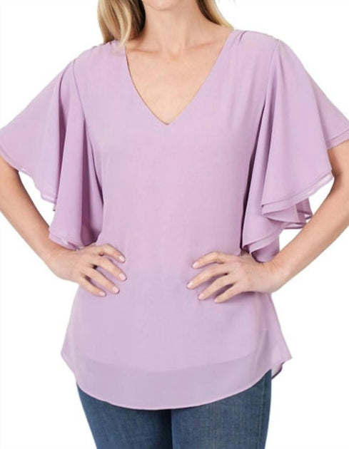 Vanilla Monkey Woven Double Layer Chiffon Top Purple Medium 2