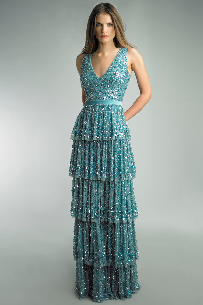 Basix Black Label V Neck Sequin Dress
