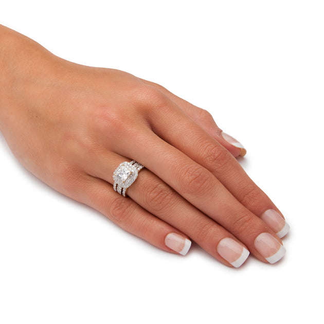 Palm 2.37 TCW Cubic Zirconia Bridal Set Silver US 6 4