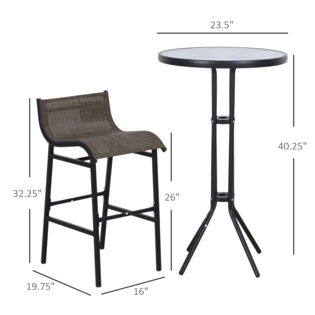 Hivvago 3-Piece Bar Height Bistro Set Charcoal Gray 5