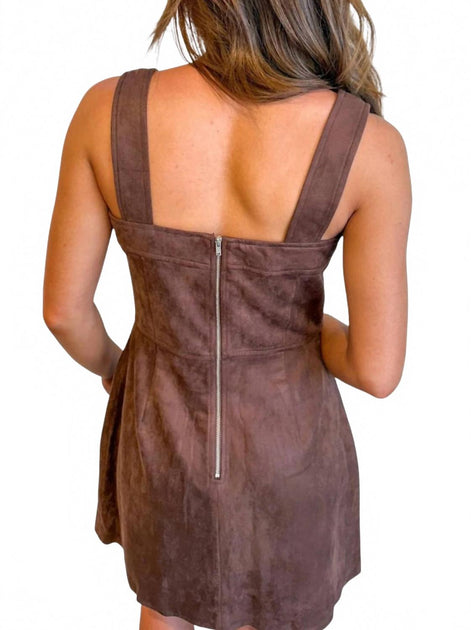 day + moon Becca Suede Mini Dress Brown Medium 3