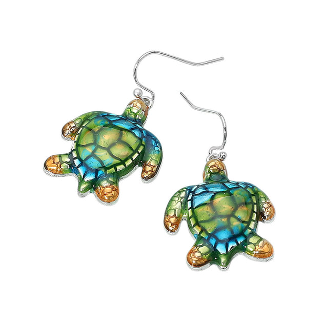 FASHNZFAB Sea Turtle Dangle Earrings Blue 3