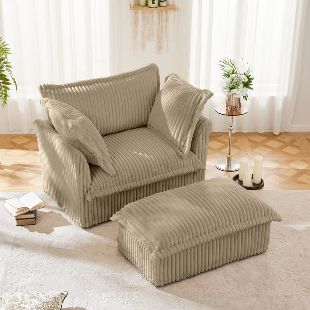 Streamdale Camel Corduroy Armchair Set 2