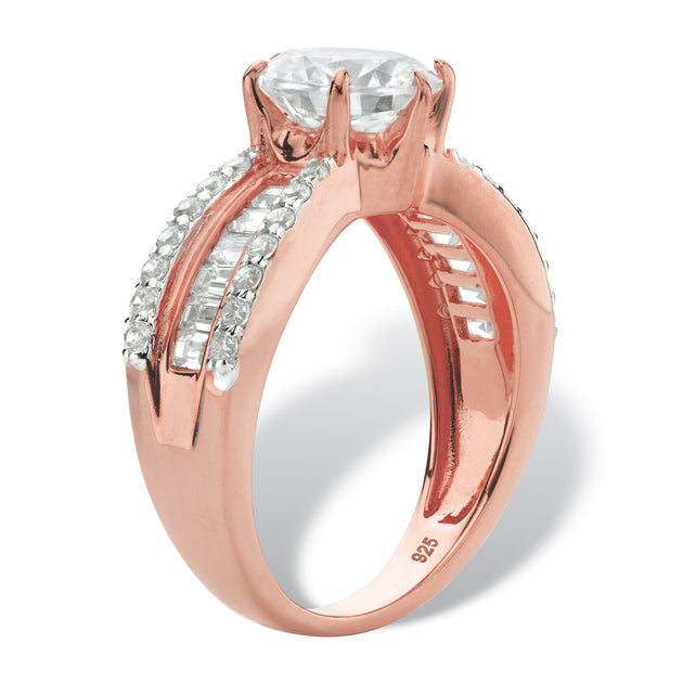 Palm 2.88 TCW CZ Engagement Ring Rose Gold/Silver US 7 3