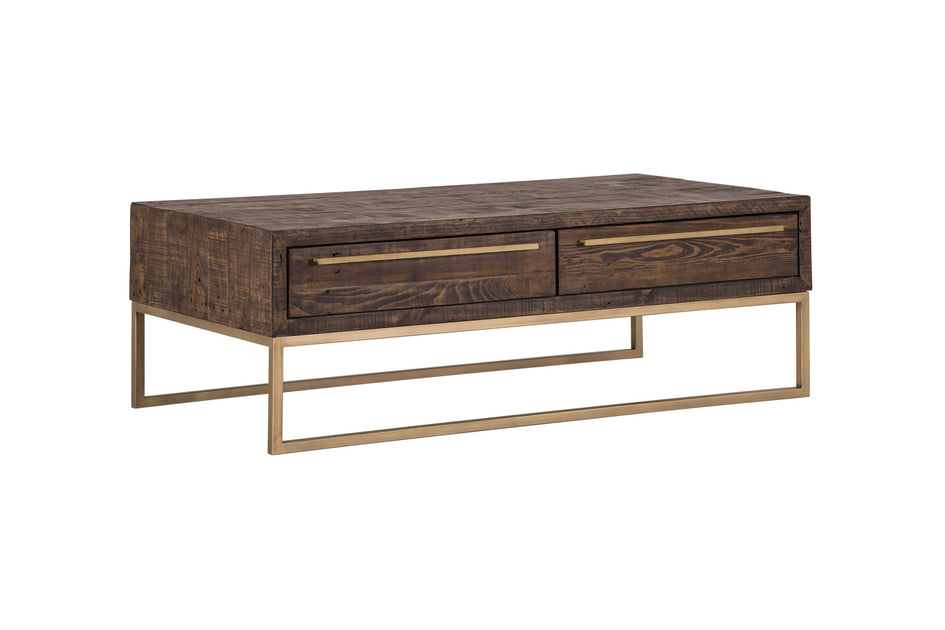 Hivvago 47 Inch Coffee Table Dark Brown Gold 2