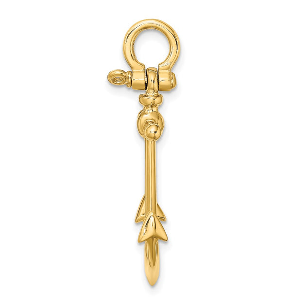 Diamond2Deal 3D Anchor Shackle Bail Charm Gold 3