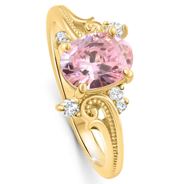 Pompeii3 Pink Topaz Diamond Ring Gold US 7.5 4