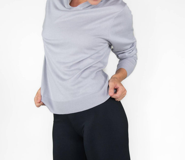 Body Wrappers Lightweight Vegan Cashmere Hooded Shirt Black Medium 3