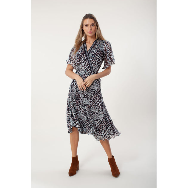 HALE BOB Leigh Wrap Dress Blue XS 4