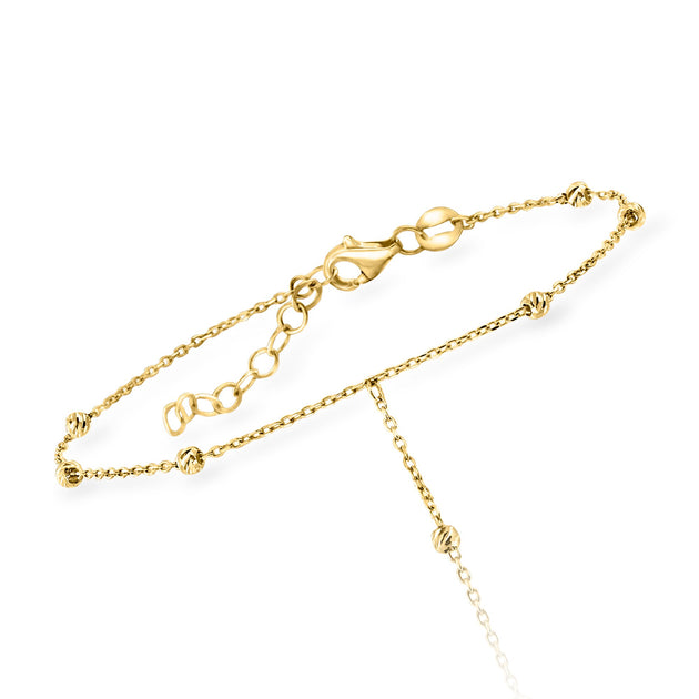 RS Pure 14kt Yellow Gold Beaded Hand Chain Bracelet Gold 3
