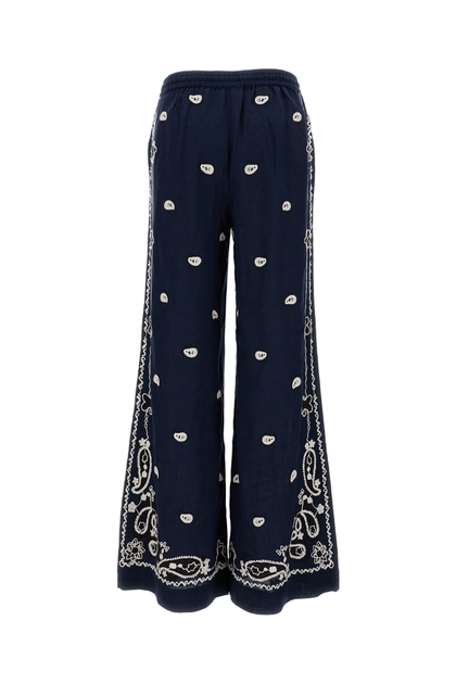 P.A.R.O.S.H. Wide-Leg Linen Trousers Blue XSmall 3