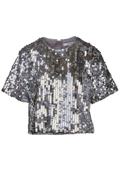 Crosby by Mollie Burch Maxwell Short Sleeve Tee Silver Medium 3