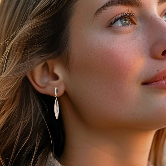 Ross-Simons Diamond Oval Drop Earrings Silver 3
