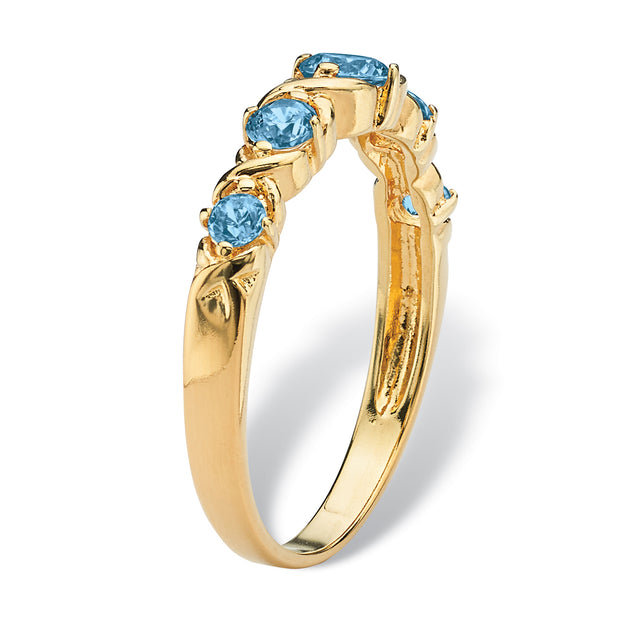  Palm Birthstone Gold-Plated X & O Ring Silver US 9 3