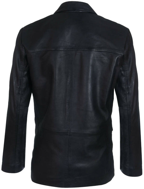 Infinity Mens 3 Button Leather Blazer Jacket Brown Large 4