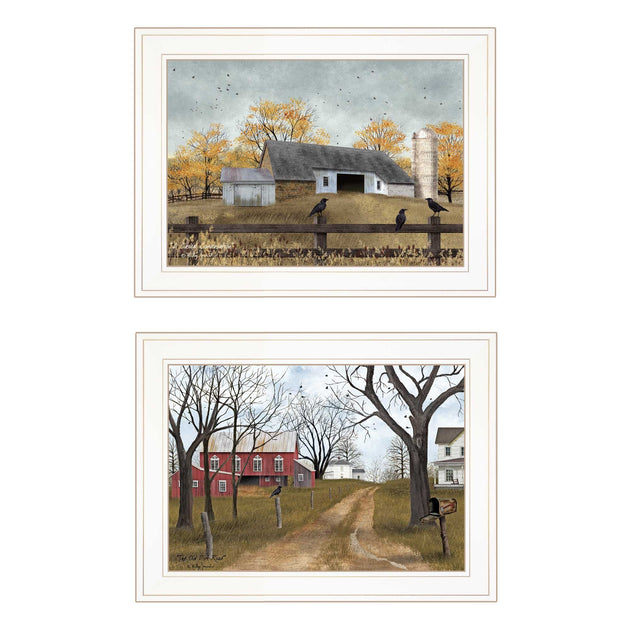 Hivvago Country Roads 1 Framed Print Wall Art White 3
