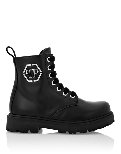 Philipp Plein Hexagon Low Lace-Up Leather Boots Black EU 25 3