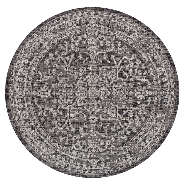 Jonathan Y Malta Round Rug Black Gray 4