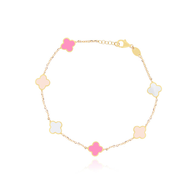 The Lovery Mini Mixed Clover Bracelet Pink 2