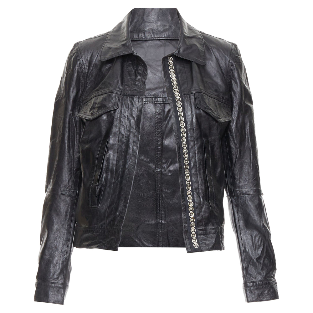 Ann Demeulemeester Leather Cropped Jacket | ShopSimon