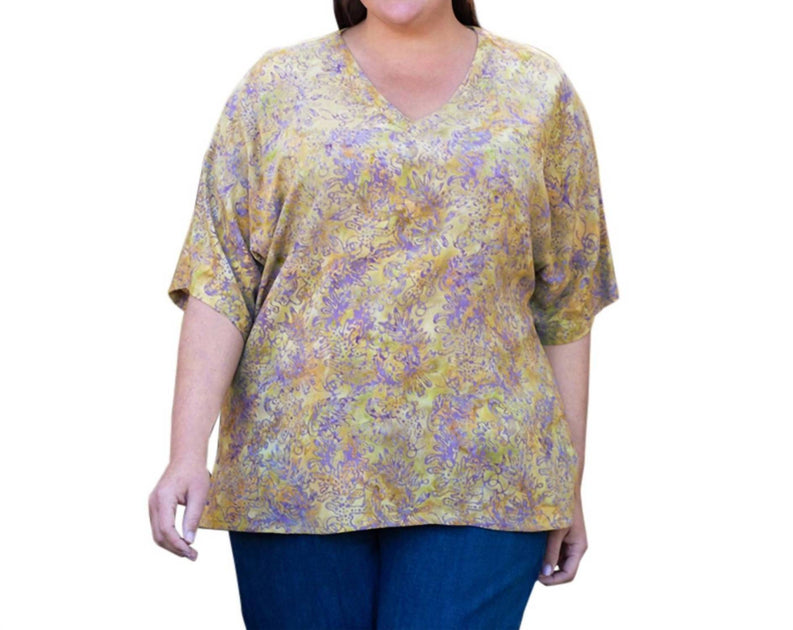 On The Plus Side Rayon Short Sleeve V-Neck Blouse Green 5XLarge 2