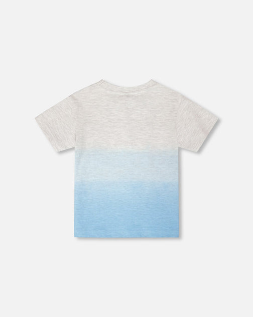 Deux par Deux Short Sleeve T-Shirt Grey Mix To Blue Gradient Grey US 7 4