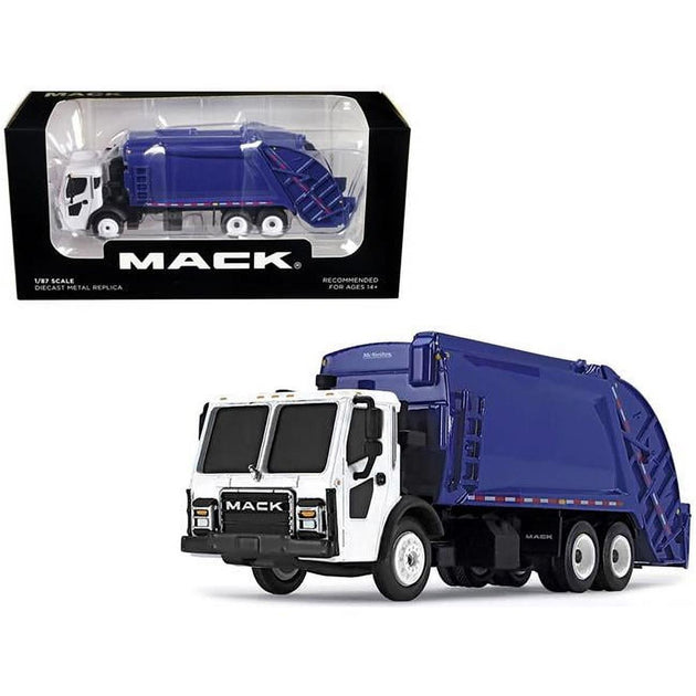 First Gear Mack LR Rear Load Refuse Body Blue & White 1-87 Scale HO Diecast Model 3