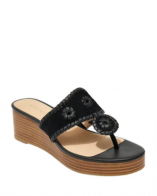 Jack Rogers Jacks Mid Wedge Platform Thong Sandals Black US 5.5 3