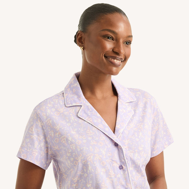 Nautica Printed Boxer Pajama Set Purple XSmall 4