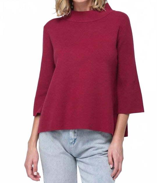 FATE Mock Neck Pullover Sweater Bell Sleeves Pink Large 2